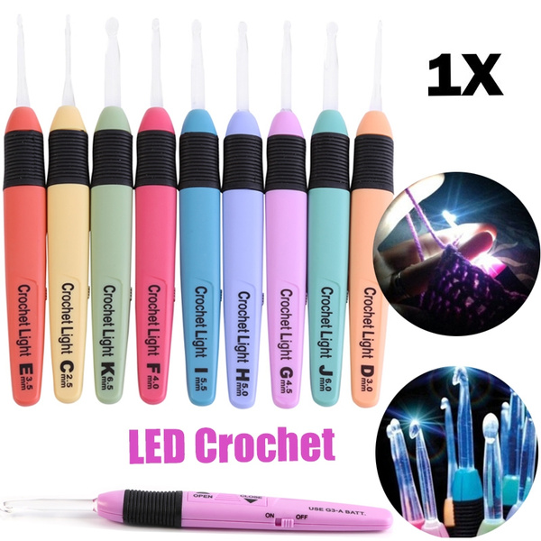 1 pcs 2.5MM-6.5MM Led Light Up Crochet Hook Knitting Needles Weave Sewing  Tool Accessories